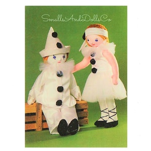 Vintage Sewing Pattern 21&quot; Clown Mime Soft Sculpture Dolls Boy and Girl Pierrot Pierrette PDF Instant Digital Download