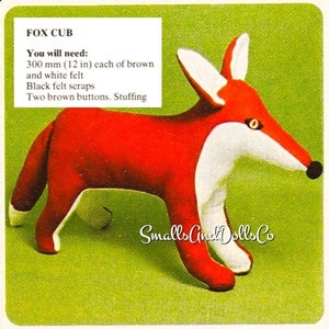 Vintage Sewing Pattern 21&quot; Red Fox Soft Sculpture Toy Doll PDF Instant Digital Download Stuffed Forest Animal Furry or Felt Versions