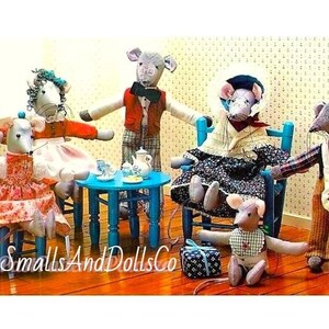 Vintage Sewing Pattern 6-12" Fabric Country Mouse Family Soft Sculpture Toy Dolls PDF Instant Digital Download Plush Sewn Mice