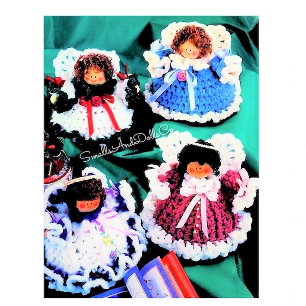 Vintage Crochet Pattern 5" Cute Angel Dolls PDF Instant Digital Download Ruffled Dresses 4 Potpourri Angel Designs 10 Ply