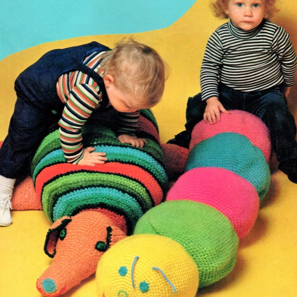 Vintage Crochet Pattern Large 4-5 Ft Caterpillar Armadillo Soft Toy Dolls Floor Pillows PDF Instant Digital Download Retro Amigurumi Plushie
