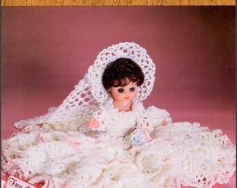 Vintage Crochet Pattern Megan Bride Bed Doll Wedding Dress Outfit for 13" 14" Dolls PDF Instant Download Sweet Dreams Dumplin Designs
