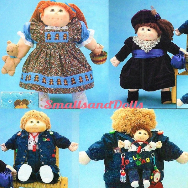 Vintage Sewing Pattern Cute Clothing for 18" Soft Sculpture Fabric Dolls PDF Instant Digital Download Pinafore Victorian Dresses Boys Jacket