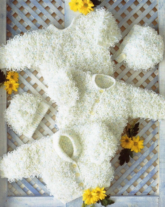 Vintage Knitting Pattern Knit Baby Loopy Loop Stitch Cardigan - Etsy