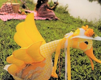 Vintage Sewing Pattern 24" Gingham Fabric Country Goose Soft Sculpture Doll PDF Instant Digital Download Soft Quilted Applique Toy