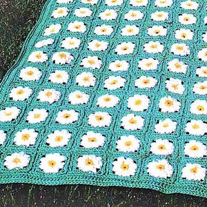 Vintage Crochet Pattern Daisy Field Baby Afghan Blanket Daisies Flower Granny Squares Crib Cot Cover PDF Instant Digital Download 10 Ply