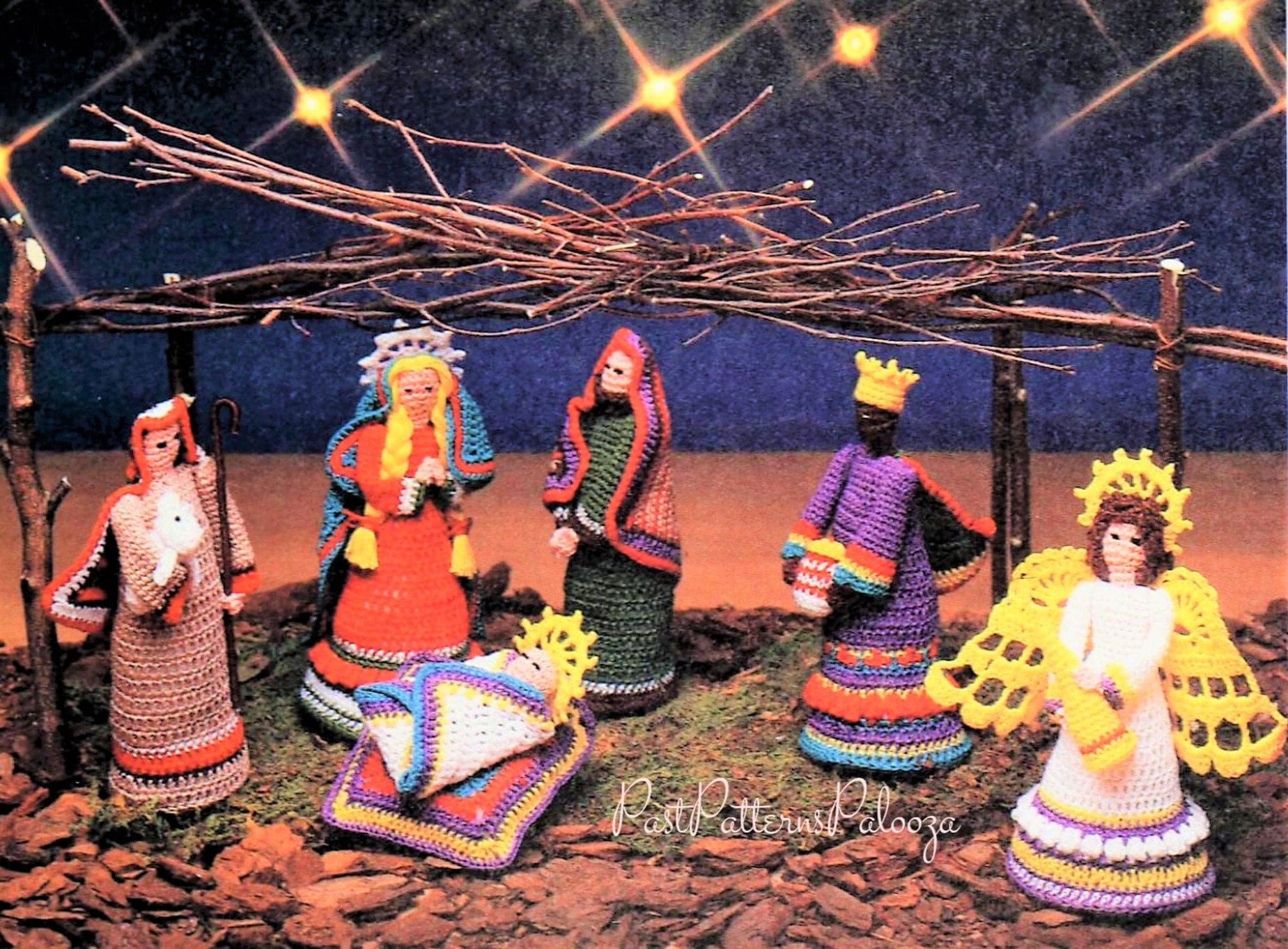 24 Fascinating Crochet Art Dolls and Figures 12 Vintage Crochet Pattern 6" Folk Art Christmas Nativity
