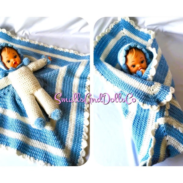 Vintage Crochet Pattern Classic Baby Doll In A Blanket PDF Instant Digital Download Crocheted Dolly Inside a Blanket 10 Ply Retro 1950s