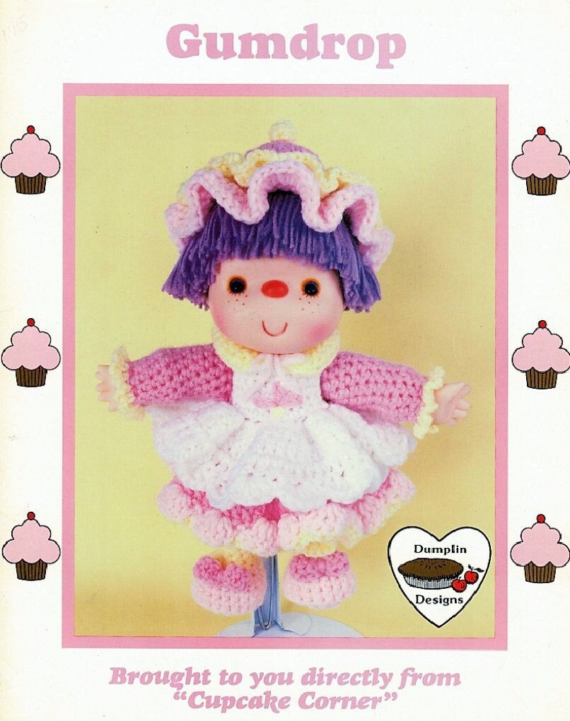 36 Cupcake Crochet Patterns for Sweet Amigurumi, Holiday Decor, and Play Food 13 Vintage Crochet Pattern 14" Cupcake Corner Gumdrop Yarn