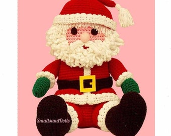 Vintage Crochet Pattern 16" Sitting Santa Claus Amigurumi Doll PDF Instant Digital Download Soft Toy Holiday Doll 4 Ply