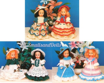 Vintage Crochet Pattern 6" Little Ladies Air Freshener Dolls Outfits PDF Instant Digital Download 5 Ply
