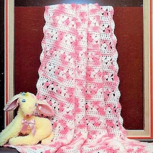 Vintage Crochet Pattern Lacy Baby Girl Flowers Afghan Blanket PDF Instant Digital Download Variegated Yarn Lapghan 10 Ply 37x50 1970s