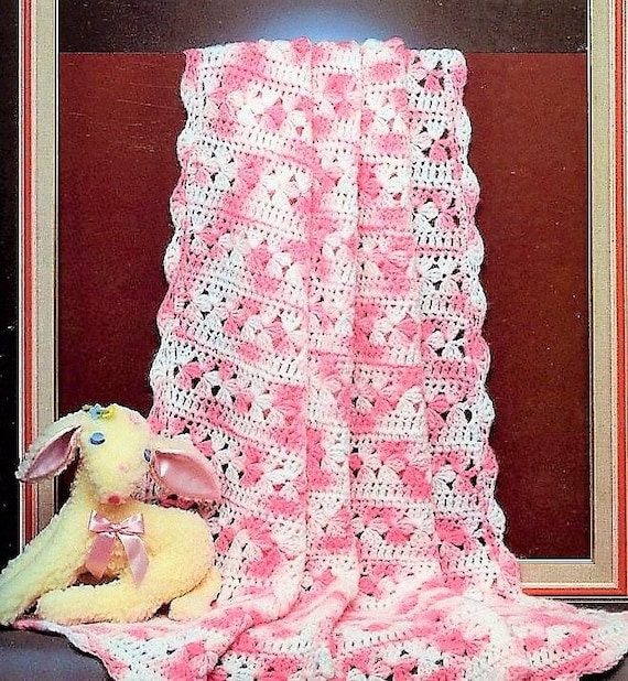 Vintage Crochet Pattern Lacy Baby Girl Flowers Afghan Blanket Etsy