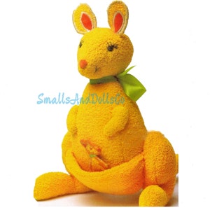 Vintage Sewing Pattern 9&quot; Kangaroo Soft Terry Fabric Toy Doll PDF Instant Digital Download Cute Retro Mama and Joey