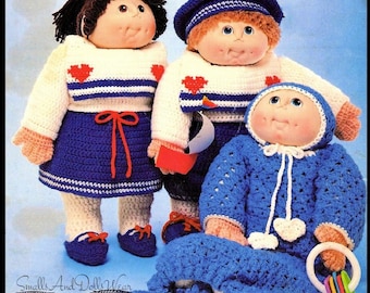 Vintage Crochet Pattern 16 Inch Doll Baby Soft Sculpture Dolls & Clothing PDF Instant Digital Download Cabbage Patch Kids 4 Ply