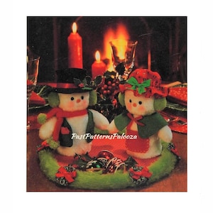 Vintage Christmas Sewing Pattern 7&quot; Mr and Mrs Frosty the Snowman Soft Toy Dolls PDF Instant Digital Download Faux Fur Fabric Snow Couple