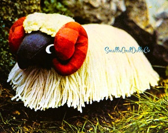 Vintage Sewing Pattern 15" Ram Bighorn Sheep Soft Sculpture Plush Toy PDF Instant Digital Download Stuffed Wooly Animal