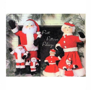 Vintage Weihnachtsstrickanleitung Weihnachtsmann und Mrs Weihnachtsmann Puppen in 3 Größen PDF Instant Digital Download Weihnachten 10 Ply