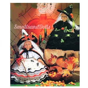 Vintage Crochet Pattern Halloween Witch Air Freshener Dolls PDF Instant Digital Download Spooky Treasure Keepers Kitchen Witches 10 Ply