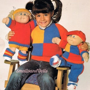 Vintage Knitting Pattern 16" Cabbage Patch Kids Doll Clothes Girl Boy Jogging Suits Sports Wear PDF Instant Digital Download 10 Ply