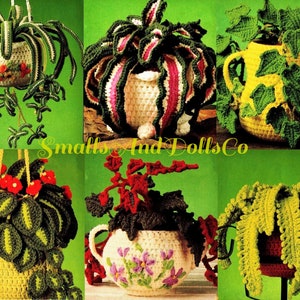 Vintage Crochet House Plants Patterns 6 Potted Houseplants Realistic Amigurumi Planters PDF Instant Digital Download 4 Ply imagem 1