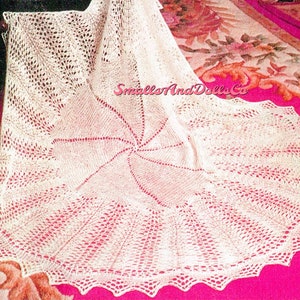 Vintage Knitting Pattern Lace Circular Baby Shawl Blanket Circle of Love PDF Instant Digital Download Heirloom Christening 2 Ply