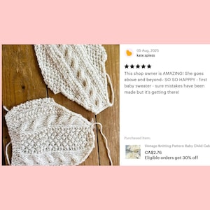 Vintage Knitting Pattern Baby Child Cable Aran Sweaters Cardigan Pullover PDF Instant Digital Download Jumper 0-6 Yrs image 6
