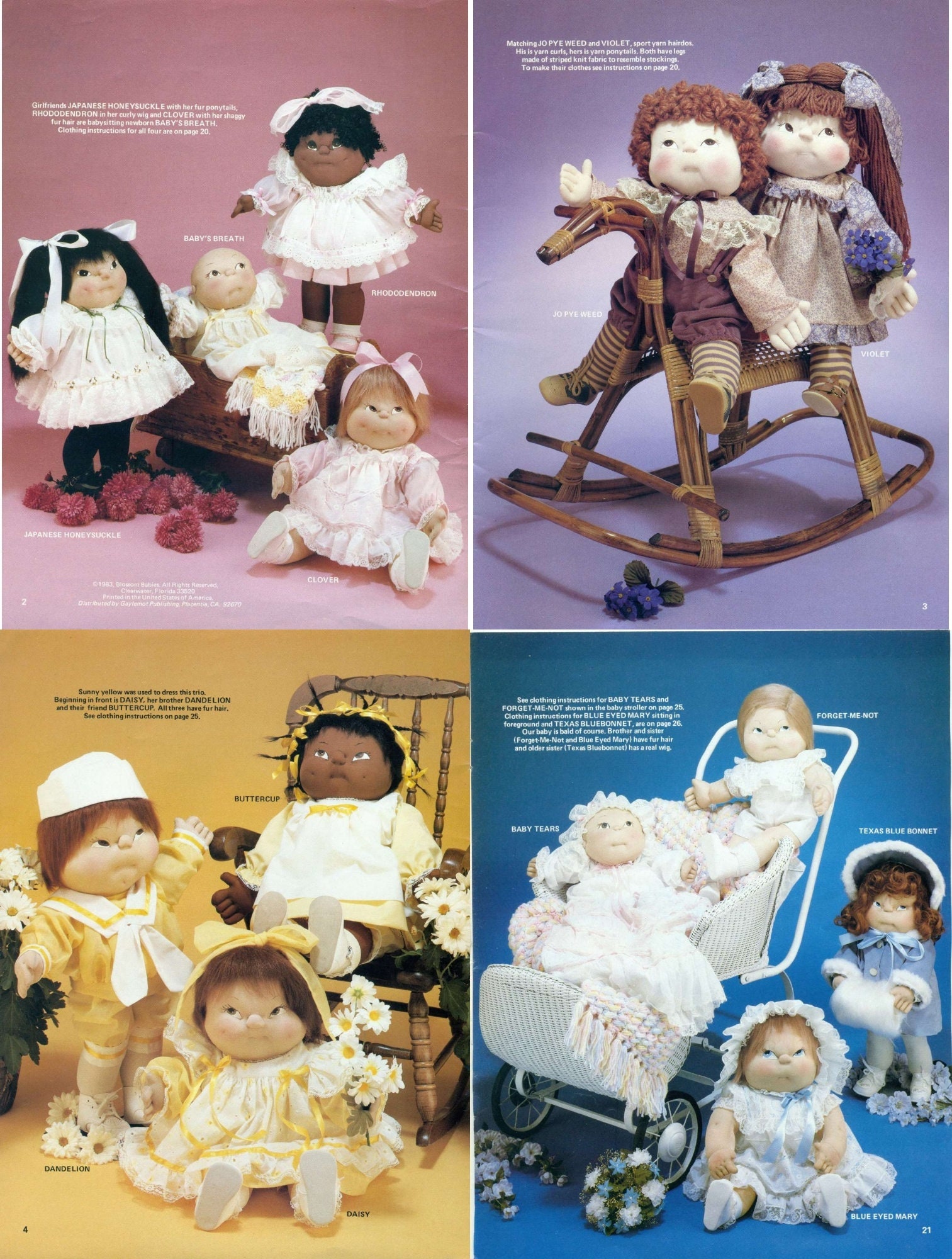 Vintage Sewing Patterns 18" 24" Soft Sculpture Toy Dolls Old Fashioned ...
