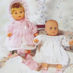 Vintage Knitting Pattern Pretty Baby Girl Doll Clothes Layette for 12-14 15-18 19-22 Inch Dolls PDF Instant Digital Download 4 Ply
