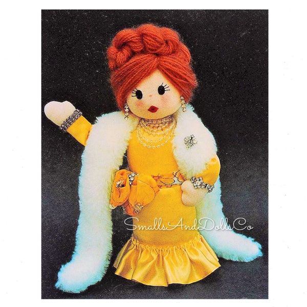 Vintage Sewing Pattern 12" Movie Star Soft Sculpture Doll PDF Instant Digital Download Beautiful Hollywood Actress Singer Lady Dolly
