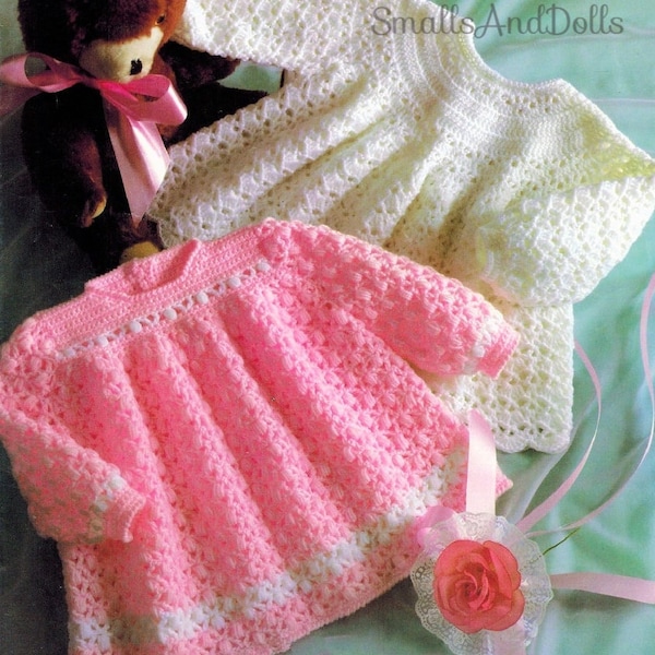 Vintage Crochet Pattern Baby Girl Lacy Angel Tops PDF Instant Digital Download  Two Designs 0-18m 4 Ply