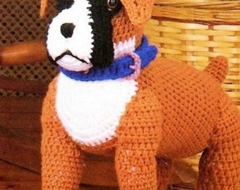 Vintage Crochet Pattern Boxer Dog PDF Instant Digital Download Purebred Puppy Dog Amigurumi Plush Stuffed Soft Toy 14" 10 Ply