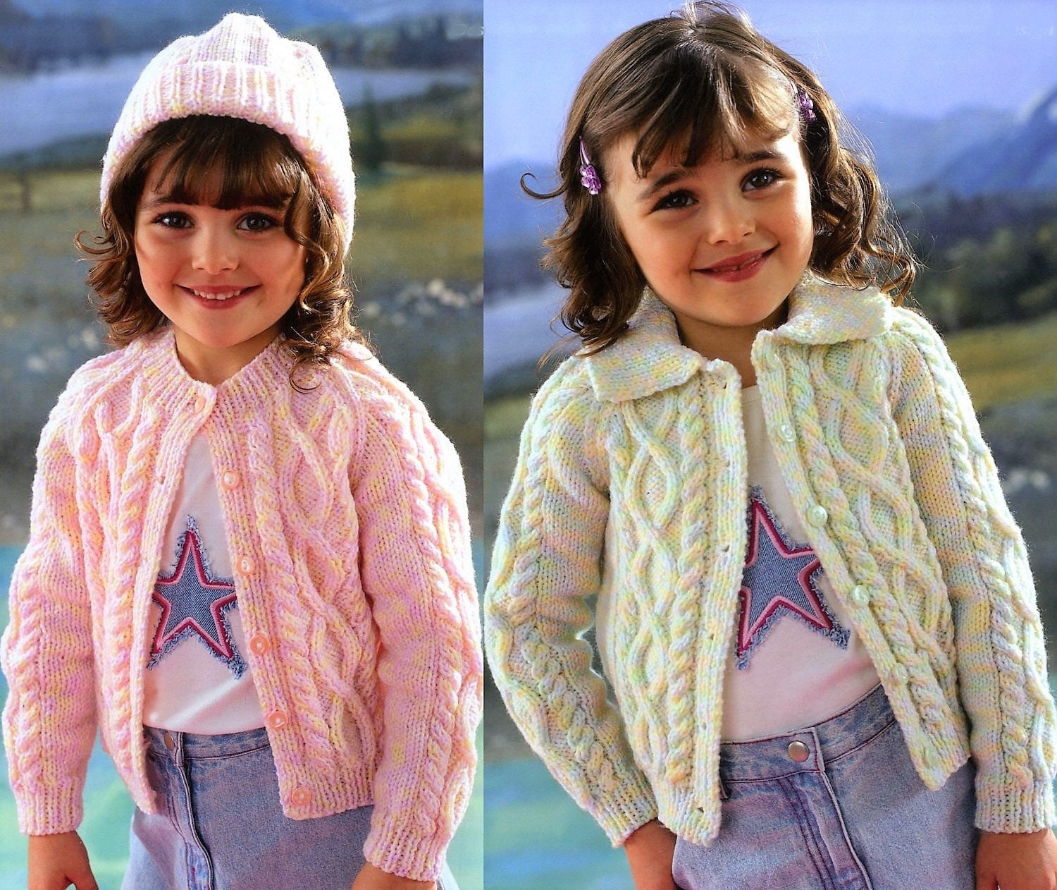 Buy Vintage Knitting Pattern Kids Twisted Cable Aran Cardigan