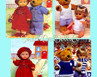 Vintage Doll and Teddy Knitting Patterns 12 Best of Friends Outfits PDF Instant Digital Download 12-22 Inch Dolls or Bears DK