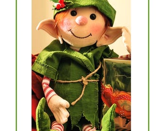 Vintage Sewing Pattern 15" Fabric Soft Sculpture Christmas Elf Doll PDF Instant Digital Download Elves Santa's Helper Toy
