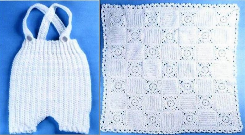 Vintage Crochet Pattern Baby Boy Christening Baptism 5 piece Outfit Set PDF Instant Digital Download Jacket Shorts Hat Shoes Blanket 3-24m image 2