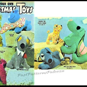 Vintage Sewing Patterns Retro Mod Fabric Puppy Dogs Soft Sculpture Toys PDF Instant Digital Download 70s Stuffed Plushies Doggies 7 Designs