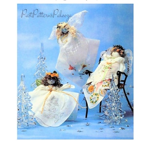 Vintage Sewing Pattern 9&quot; Handkerchief Angel Dolls PDF Instant Digital Download 3 Cute Celestial Hankie Designs Quick Easy Sew Toy Dolls