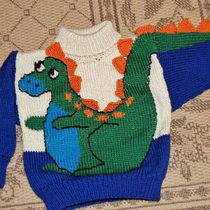 Vintage Knitting Pattern Kids Boys Dinosaur Sweater PDF Instant Digital ...