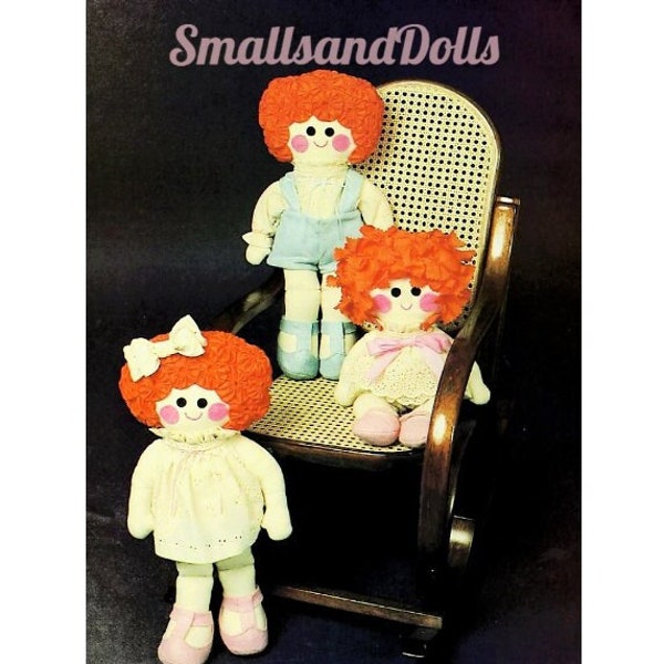 Vintage Sewing Pattern 18" 20" Rag Doll Family Soft Sculpture Fabric Dolls Brother Sister Baby PDF Instant Digital Download Soft Toys