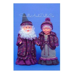 Vintage Crochet Pattern 14&quot; Mystical Plum Blossom Santa and Mrs Claus Christmas Xmas Dolls PDF Instant Digital Download 10 Ply