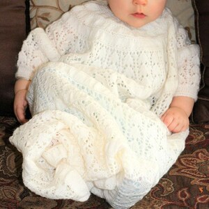Vintage Strickmuster Baby Taufkleid und Mütze Lacy Snowdrop PDF Instant Digital Download 3-6 m 4 Ply
