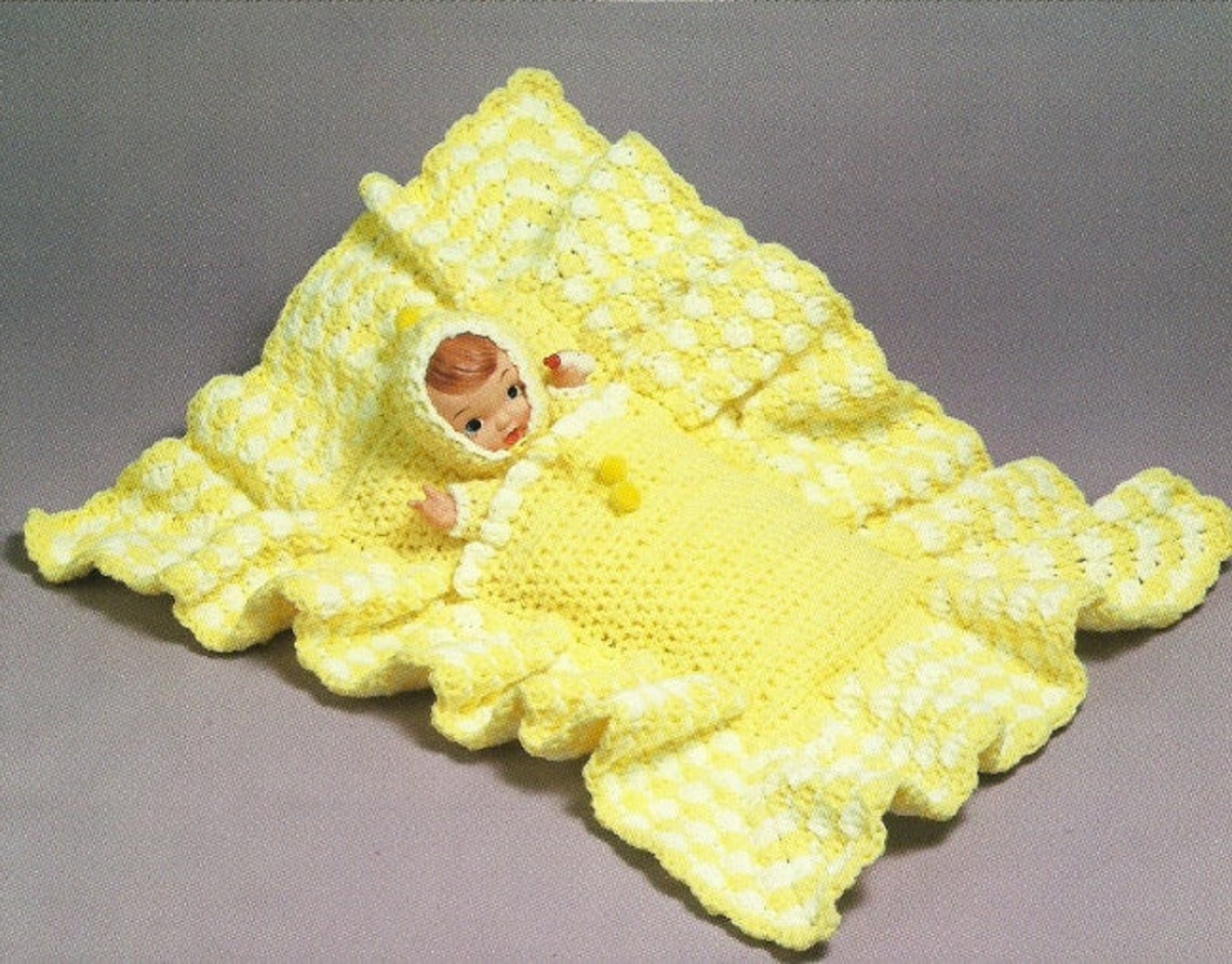 Vintage Crochet Pattern Baby Doll in A Blanket PDF Instant Etsy