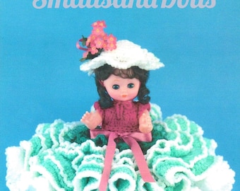 Vintage Crochet Pattern 13" Pretty Noreen Bed Doll Ruffled Dress Flower Hat PDF Instant Digital Download 10 Ply
