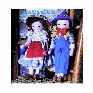 Vintage Sewing Pattern 27" Little Bo Peep and Boy Blue Soft Sculpture Fabric Dolls PDF Instant Digital Download Storybook Girl Boy Soft Toys