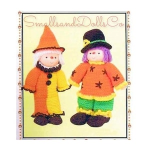 Vintage Crochet Patterns 14&quot; Halloween Clowns Yarn Head Dolls PDF Instant Digital Download Retro 1980s 10 Ply