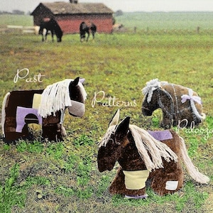 Vintage Sewing Pattern Patchwork 16" Pony Horse and Donkey Soft Toy Dolls PDF Instant Digital Download Soft Corduroy Stuffed Animals