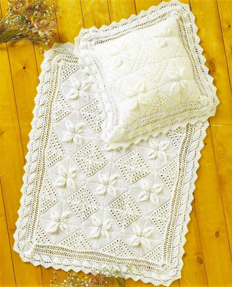 Vintage Knitting Pattern Lacy Raised Leaf Baby Blanket & Etsy