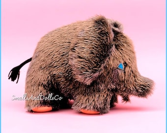 Vintage Sewing Pattern 12" Baby Woolly Mammoth Soft Toy Doll Faux Fake Fur PDF Instant Digital Download Ice Age Stuffed Animal