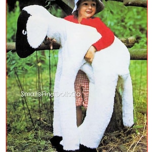 Vintage naaipatroon 36" reuzenlam en ezel opgezette dieren bontstof knuffels PDF Instant Digitale Download genaaide jumbo boerderijpoppen